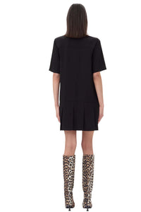 Viscose Twill Mini Dress in Black