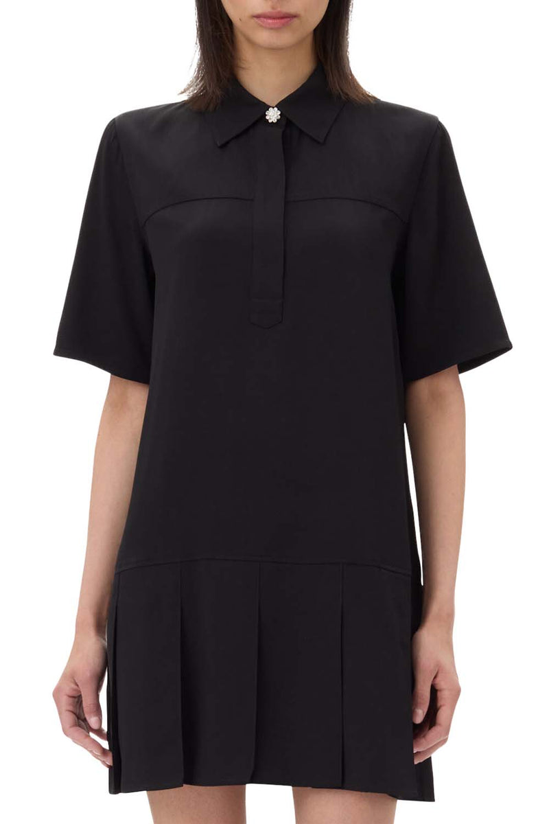 Viscose Twill Mini Dress in Black