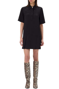 Viscose Twill Mini Dress in Black