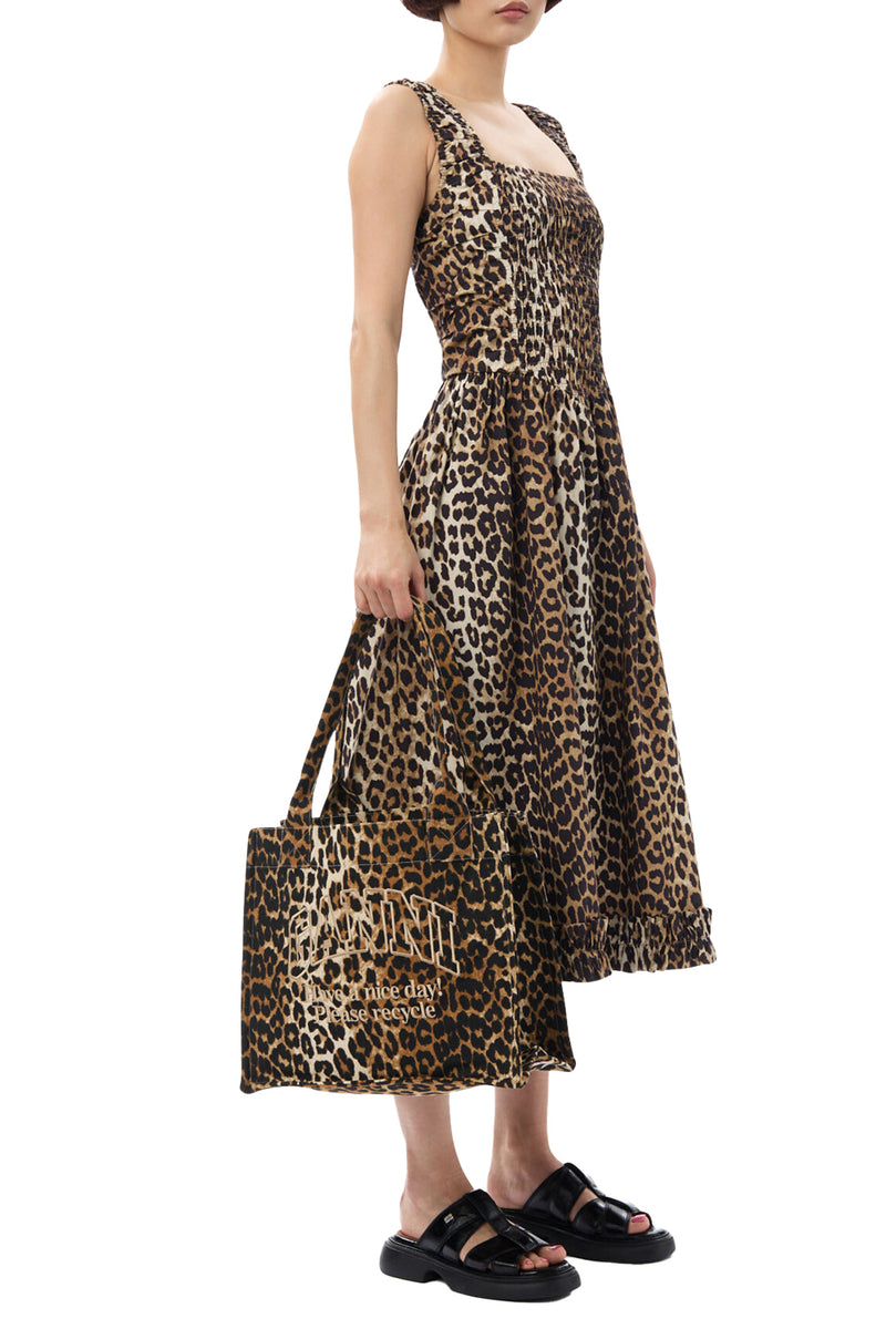 Leopard-Print Canvas Tote Bag