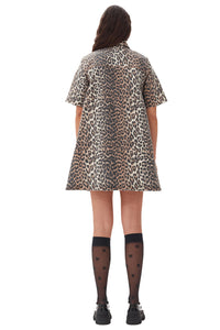 Leopard Printed Denim Mini Dress