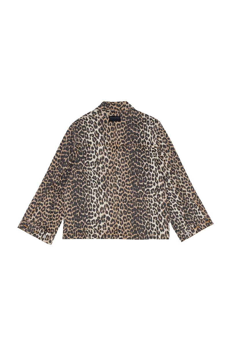 Leopard Printed Denim Jacket