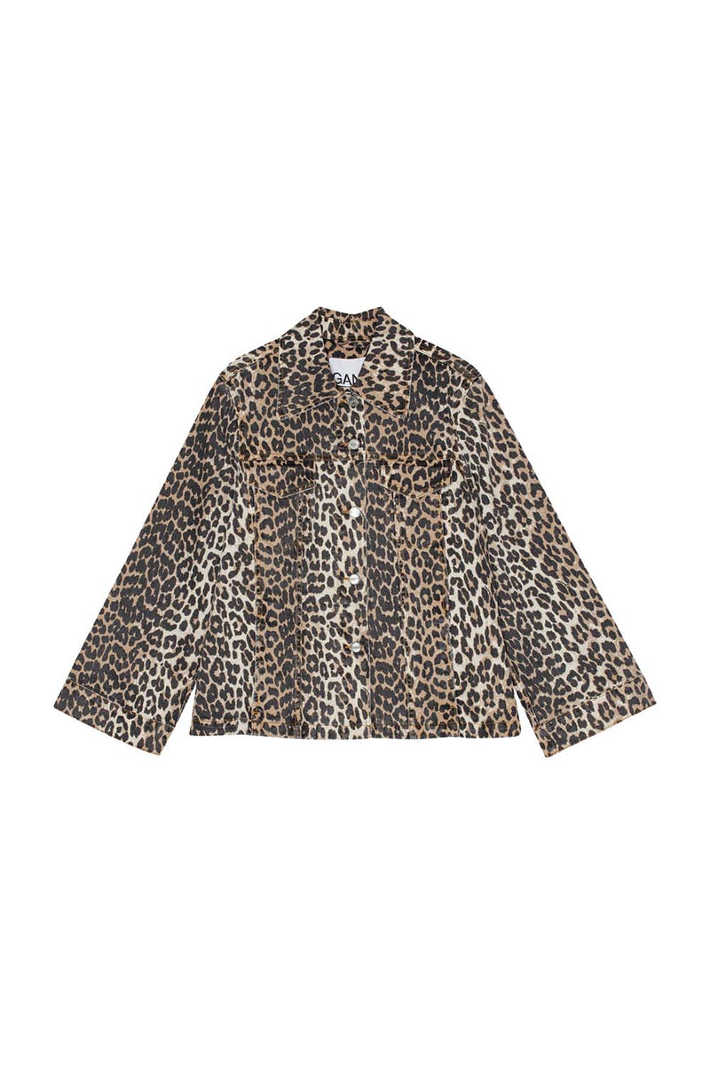 Leopard Printed Denim Jacket