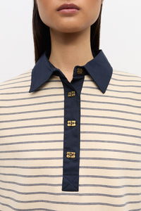 Single Piquet Jersey Polo in Egret