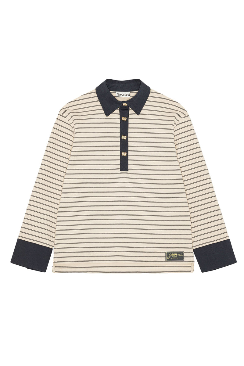 Single Piquet Jersey Polo in Egret