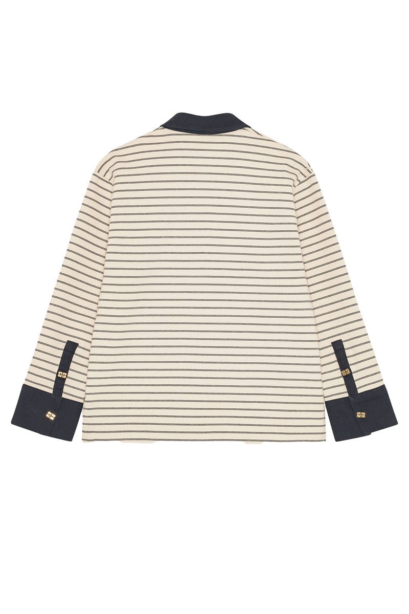 Single Piquet Jersey Polo in Egret