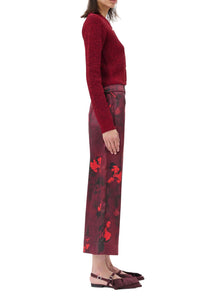 Printed Double Satin Maxi Skirt in Winery