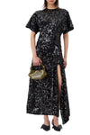 Velvet Sequins Long Dress in Black