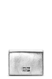 Silver Metallic GANNI Bou Flap Card Holder