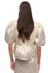 Gold and Silver Peplum Tie String Blouse