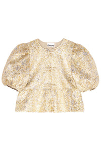 Gold and Silver Peplum Tie String Blouse