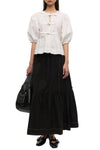 Garment Dyed Cotton Smock Maxi Skirt in Black