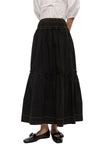 Garment Dyed Cotton Smock Maxi Skirt in Black