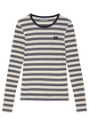 Striped Soft Cotton Rib Long Sleeve T-Shirt in Sky Captain