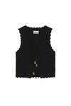 Cotton Textured Lace Knit Top in Black