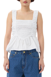 Cotton Poplin Smock Strap Top