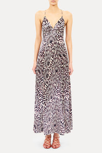 Oriana Sleeveless Satin Dress in Rhodonite