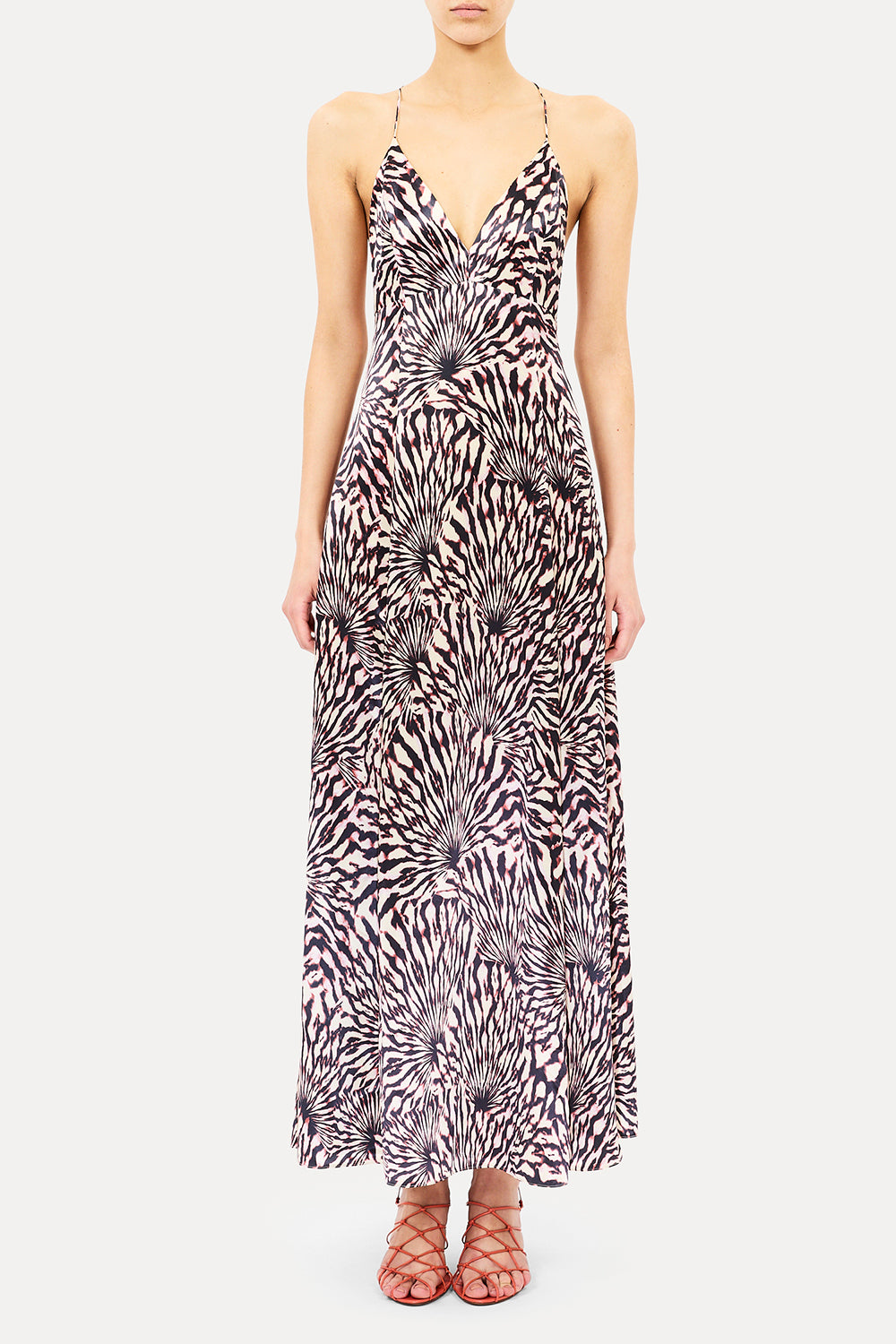 Oriana Sleeveless Satin Dress in Rhodonite