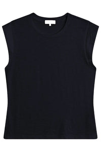 Signature Slub Cap Sleeve Tee in Black