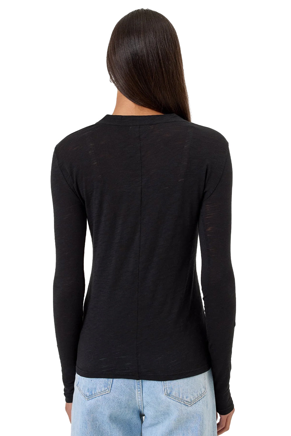 Serenity Long Sleeve V Neck Tee in Black