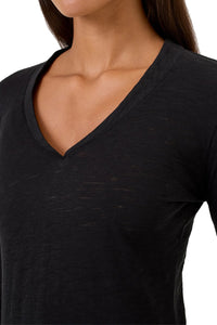 Serenity Long Sleeve V Neck Tee in Black