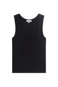 Variegated Rib Crop Tank in Black