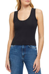Variegated Rib Crop Tank in Black