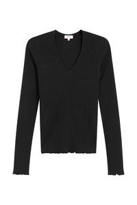 Chelsea V Neck Top in Black
