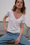 Cleo V-Neck Tee in White