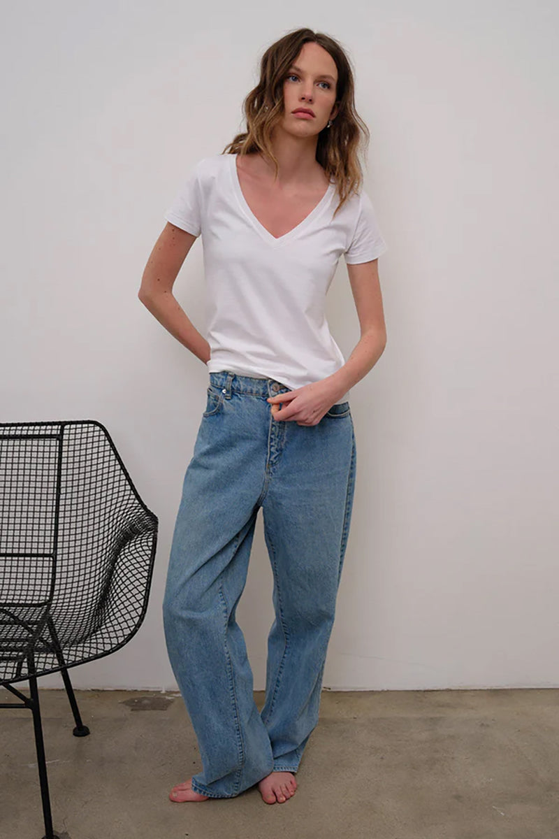 Cleo V-Neck Tee in White