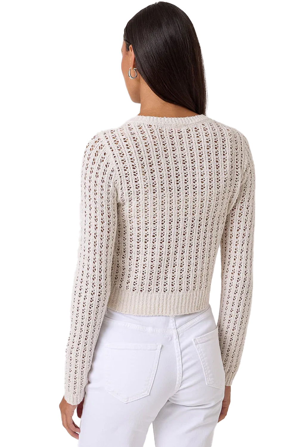 Elise Bouclé Cardigan in White Sand