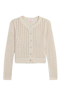 Elise Bouclé Cardigan in White Sand