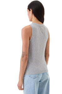 Signature Slub Henley Tank in Gray Heather