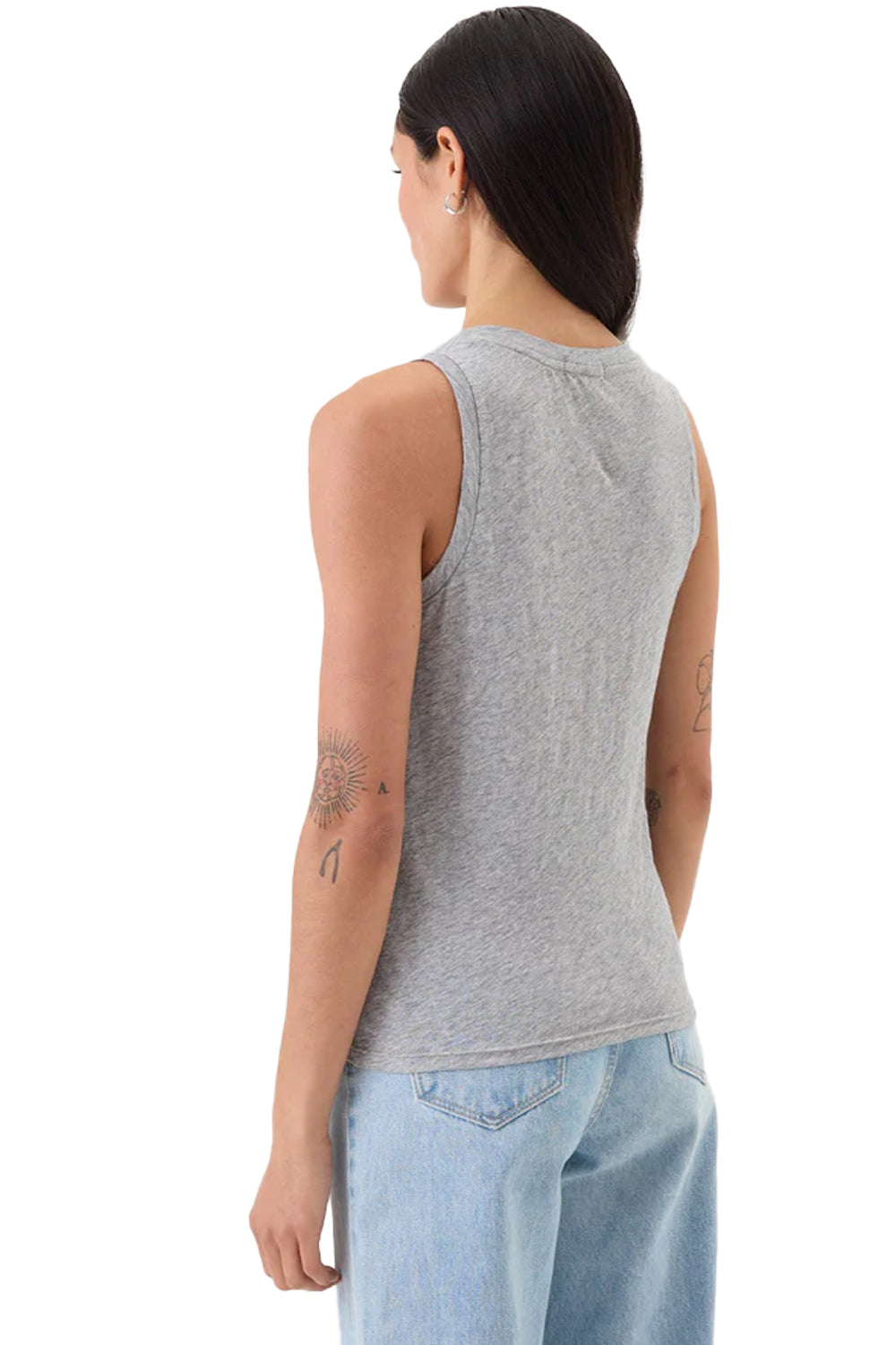 Signature Slub Henley Tank in Gray Heather