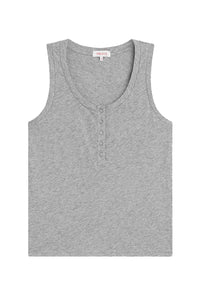 Signature Slub Henley Tank in Gray Heather