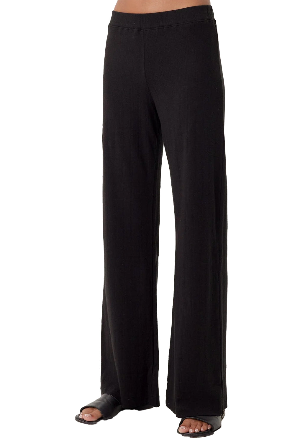 Pointelle Ellie Flare Pant in Black