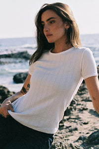 Pointelle Tee in White