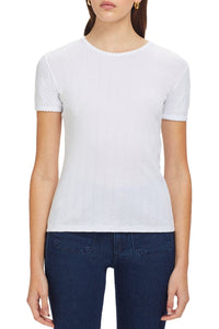 Pointelle Tee in White