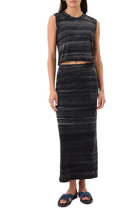 Cabana Stripe Crop Tank in Black