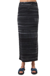 Cabana Stripe Maxi Skirt in Black