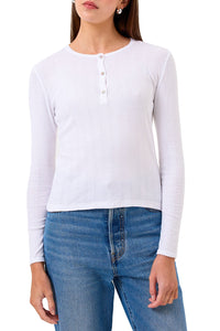 Sloane Pointelle Henley in White