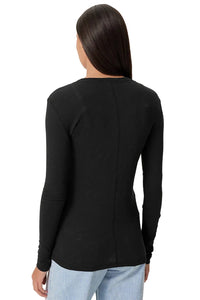 Signature Slub Long Sleeve Tee in Black
