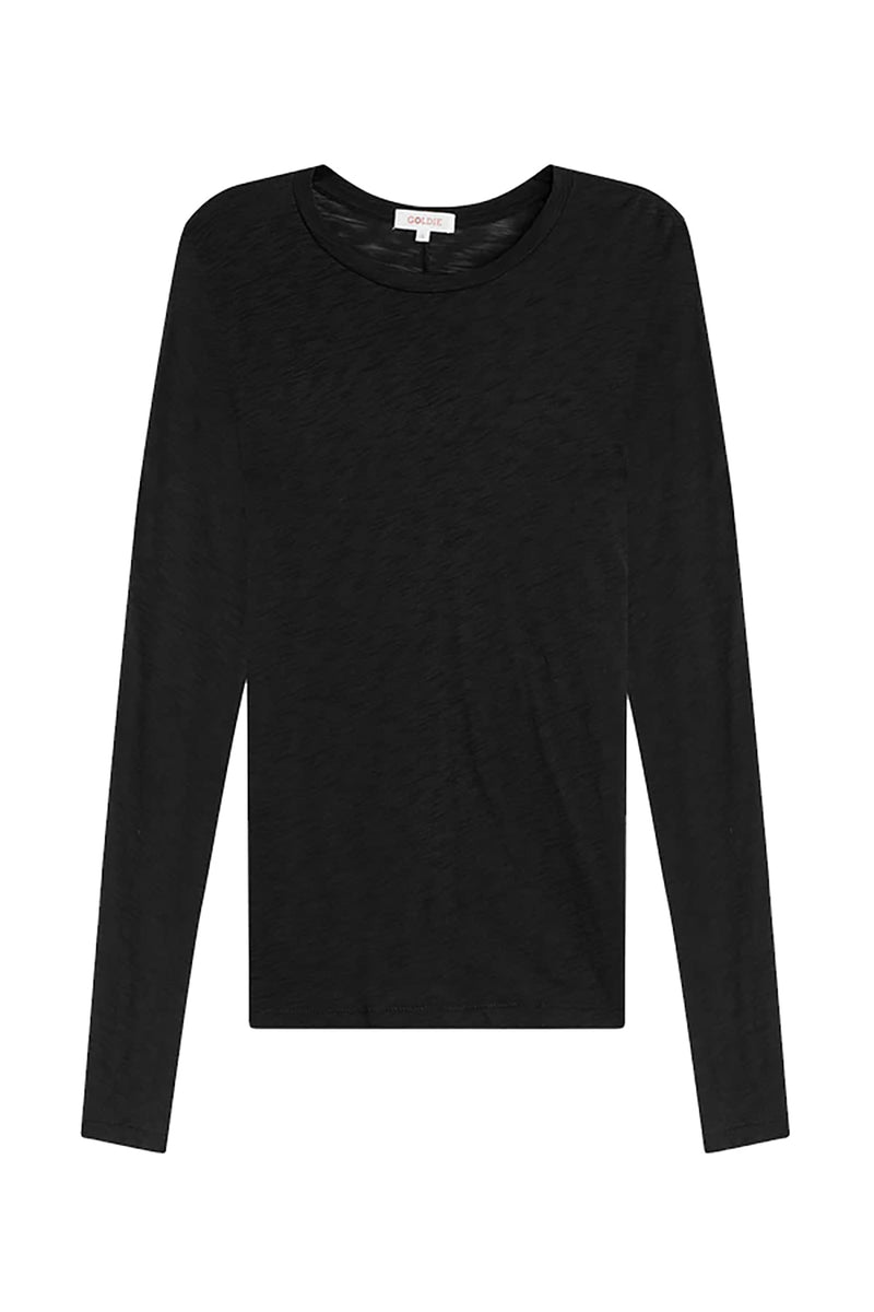 Signature Slub Long Sleeve Tee in Black