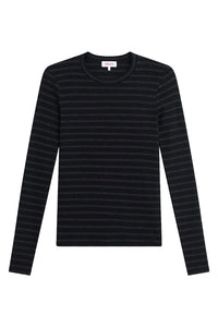 Shadow Stripe Top in Black Charcoal Heather
