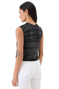 Cabana Stripe Crop Tank in Black