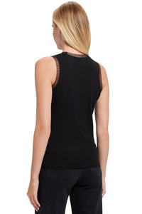 Tulle Trim Tank Top in Black