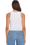 Variegated Rib Crop Tank in White