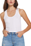 Variegated Rib Crop Tank in White