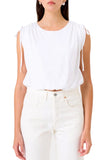 Long Sleeve Variegated Rib Tee in White