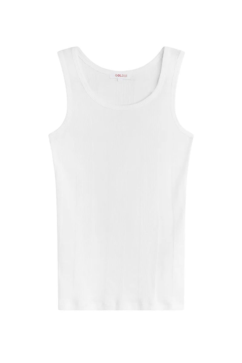 Variegated Rib Tank in White